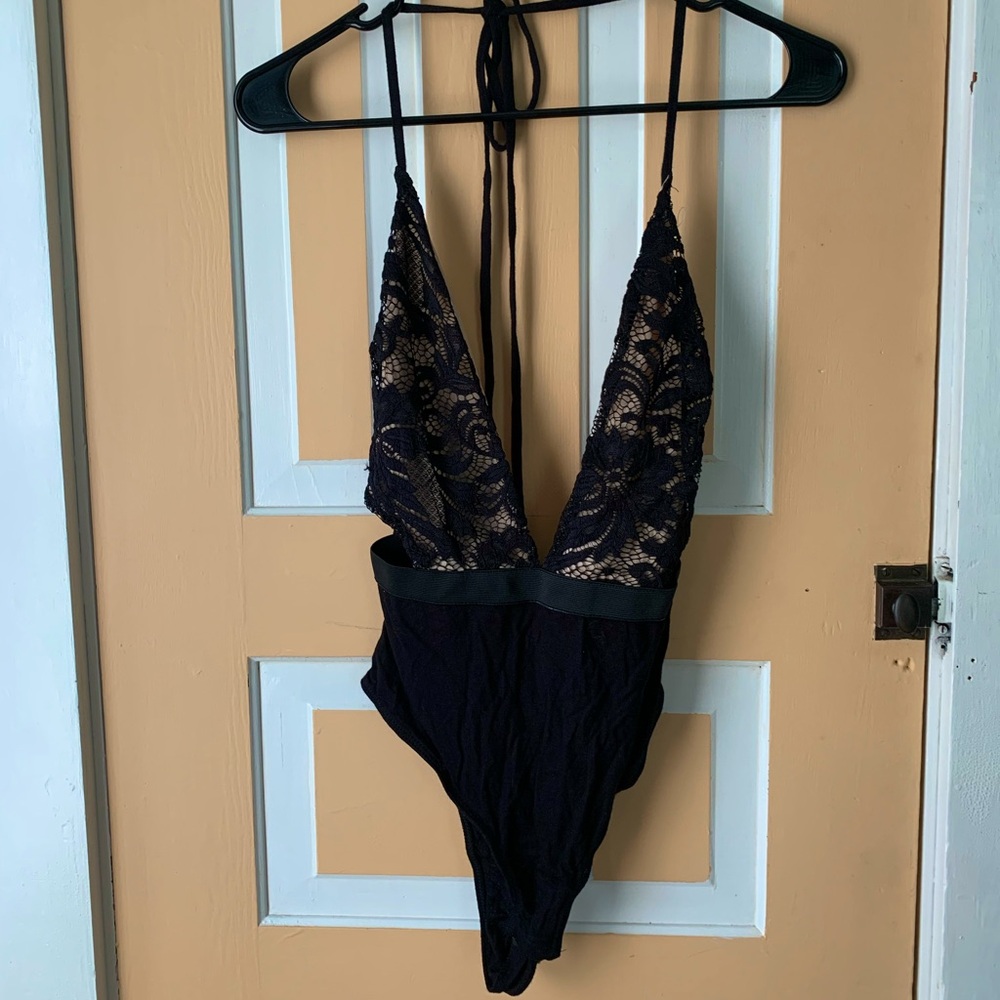 Missguided black and beige lacy bodysuit. US Size 6. New with tags